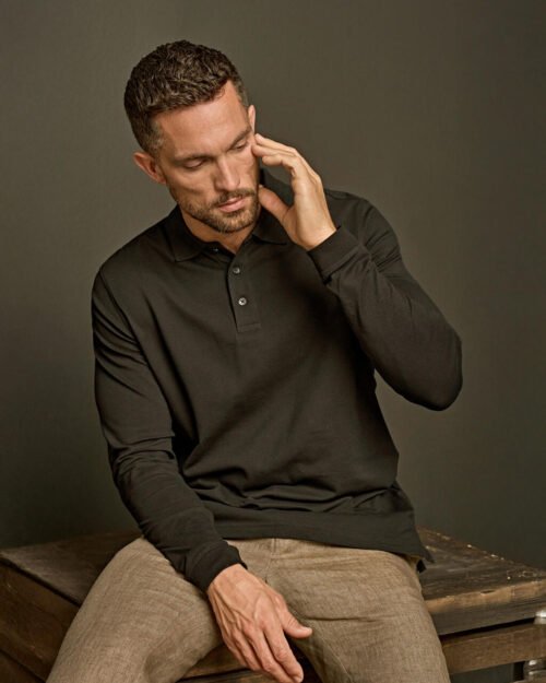 polo orgánico de manga larga luxury hombre